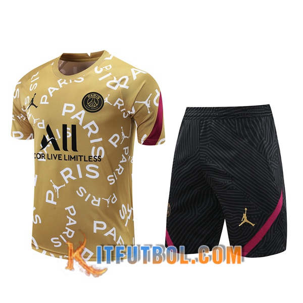 Camisetas de entrenamiento PSG + Shorts Amarillo 20/21