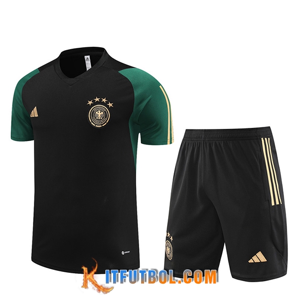 Nueva Camiseta Entrenamiento + Cortos Alemania Negro 2023/2024