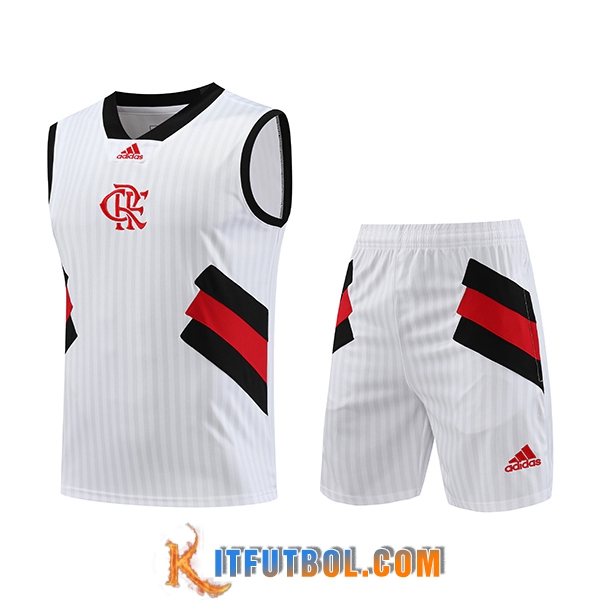 Camiseta Entrenamiento sin mangas + Cortos Flamengo Blanco 2023/2024 -02