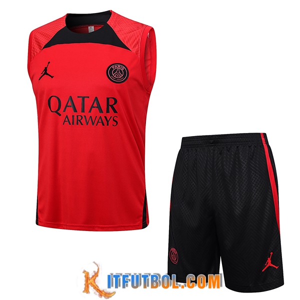 Camiseta Entrenamiento sin mangas + Cortos Jordan PSG Rojo 2023/2024