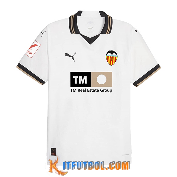 Camiseta deportiva Valencia CF réplica local para hombre, beige