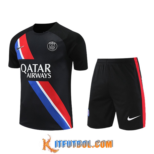 Camiseta Entrenamiento + Cortos PSG Negro/Rojo/Azul 2023/2024
